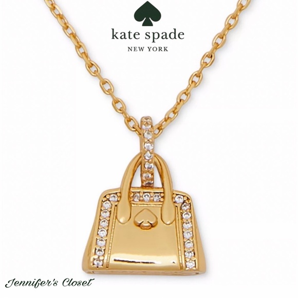 kate spade Jewelry - KATE SPADE Hit The Town Knott Crystal Purse Pendant Necklace. NWT